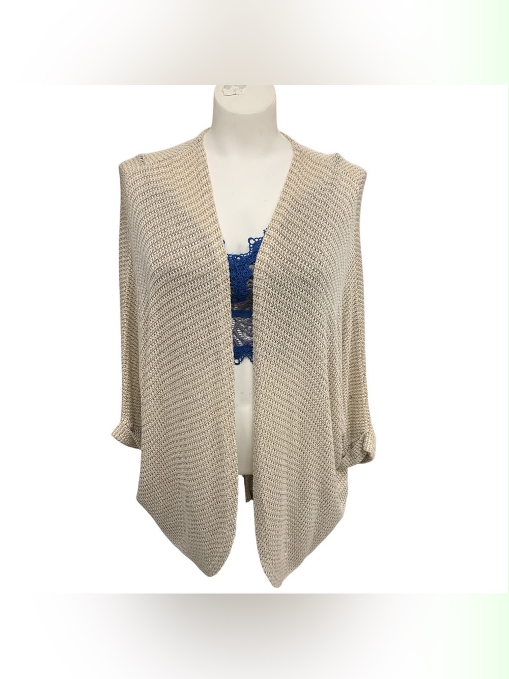 Guess Beige Open-Front Knit Cardigan Size XS